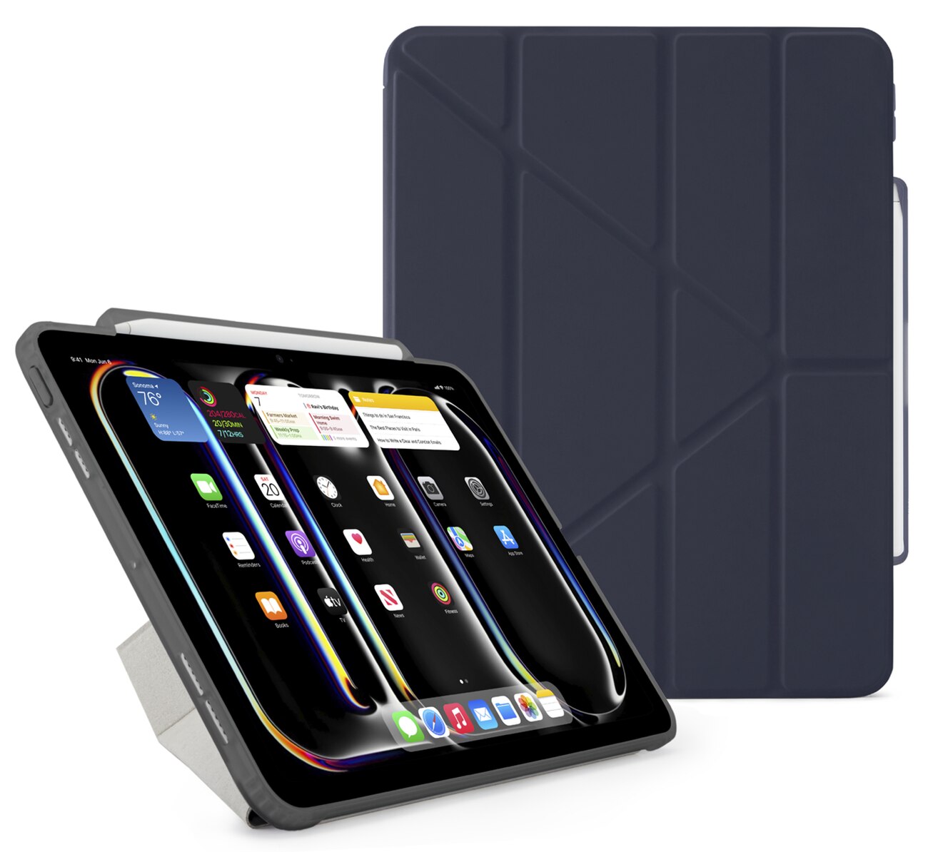 Pipetto Origami No3 Case for iPad Pro 13 inch / Drop Protection / Built-in Stand / Navy Blue