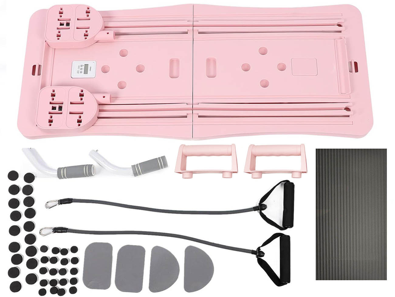 Home Pilates Machine / With Timer + Phone Stand / Foldable / Pink