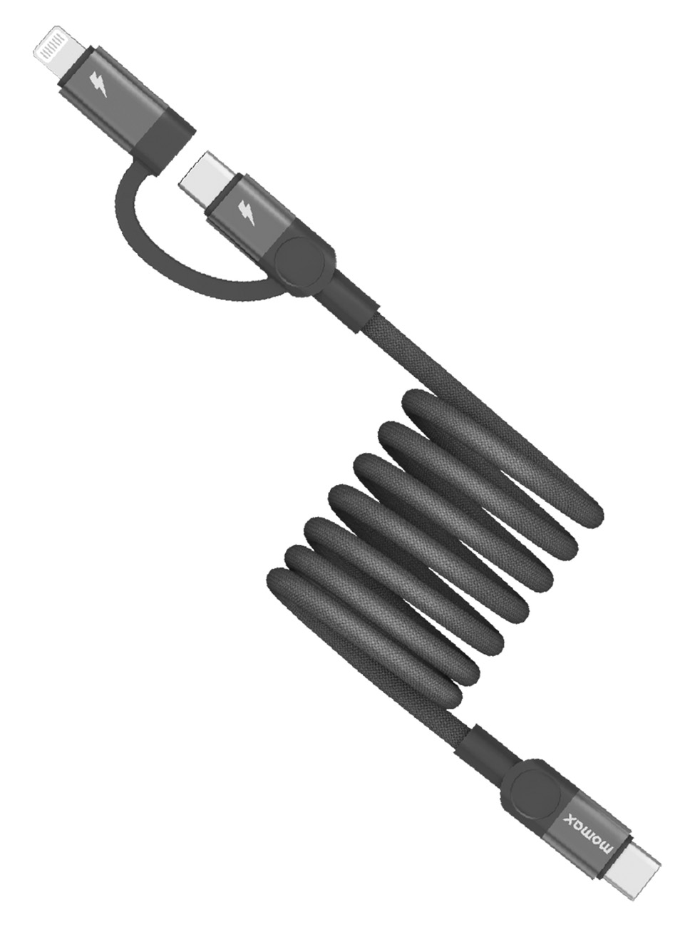 Momax Mag.Link Cable / Type-C to Type-C & Lightning / 60W Power / 1 Meter / Black
