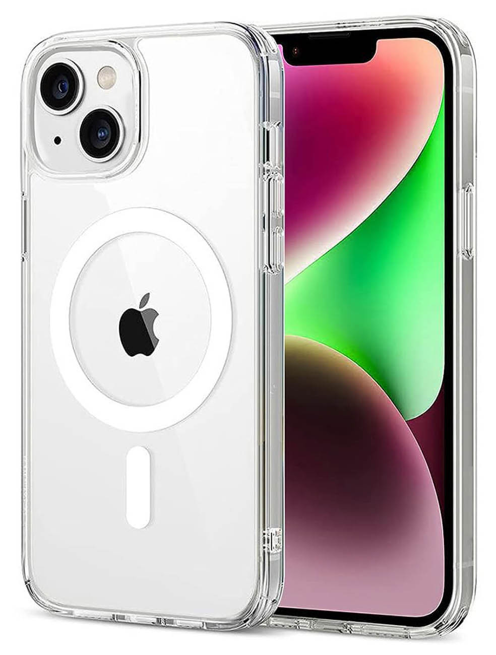 Green Clear Case for iPhone 14 Plus / Supports MagSafe / Drop Protection