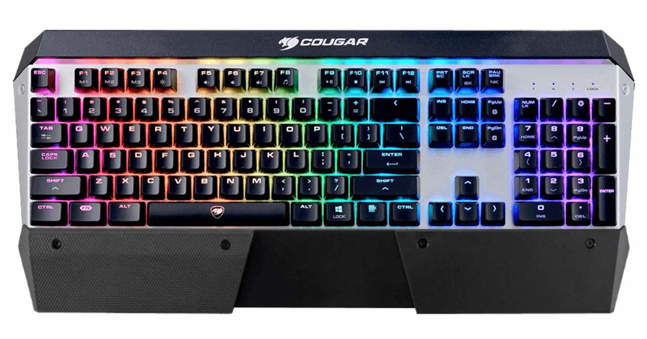 Cougar Attack X3 Mechanical Gaming Keyboard / with RGB Lighting / Wrist Rest / Silver