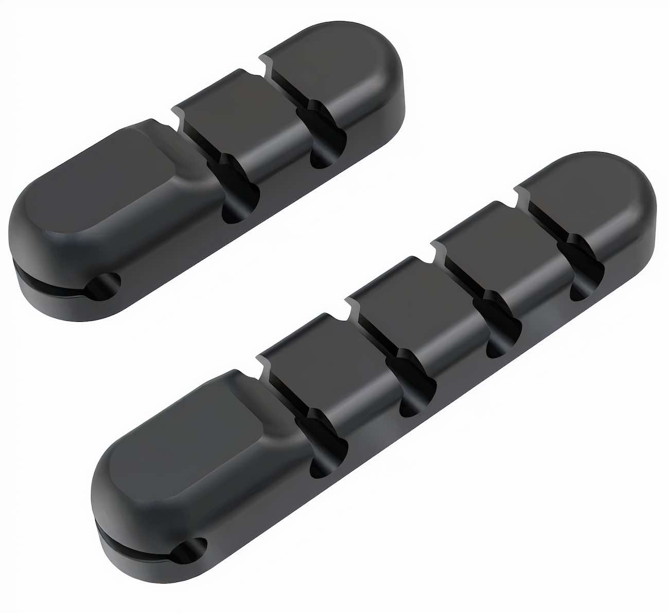 Adhesive Cable Organizer Pack / Flexible Silicone / With Small & Large Pieces / Black