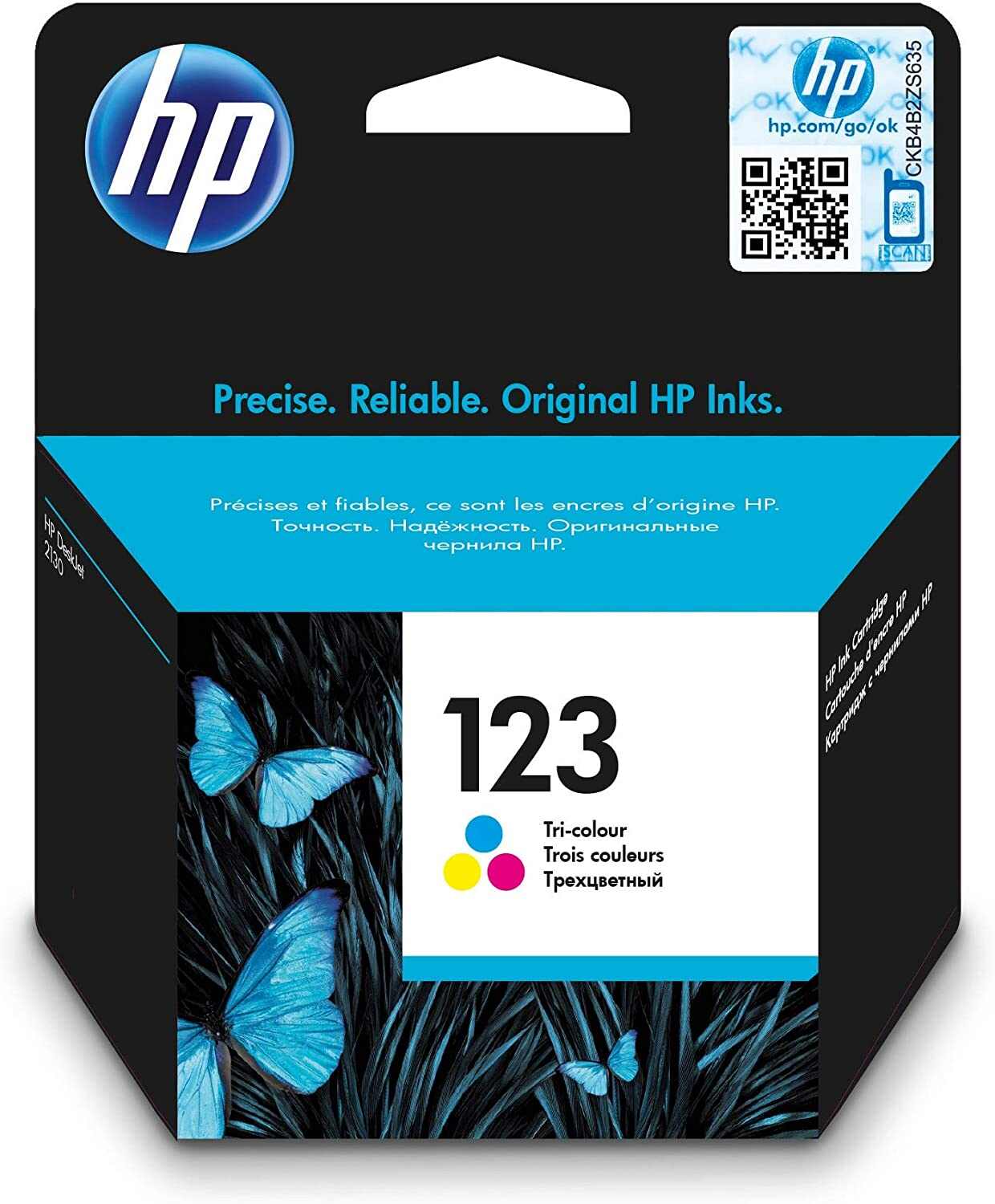 HP 123 Original Ink Cartridge / Tri-color / Cyan & Magenta & Yellow