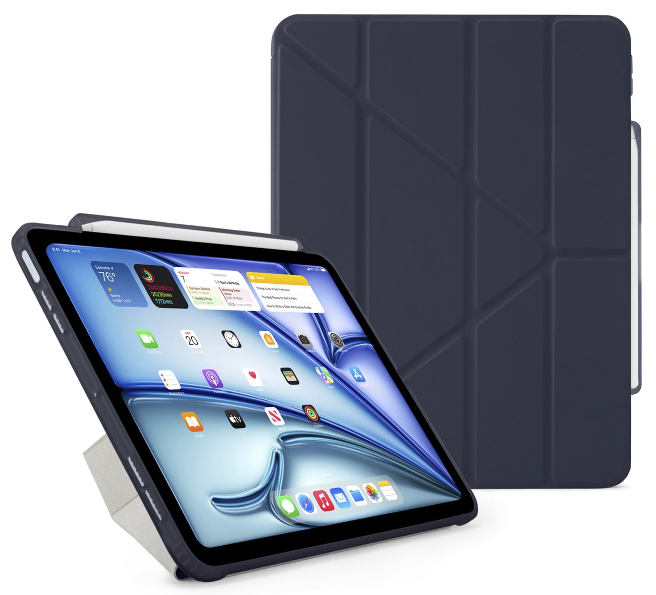Pipetto Origami No3 Case for iPad Air 13 inch 2024 / Drop Protection / Built-in Stand / Navy