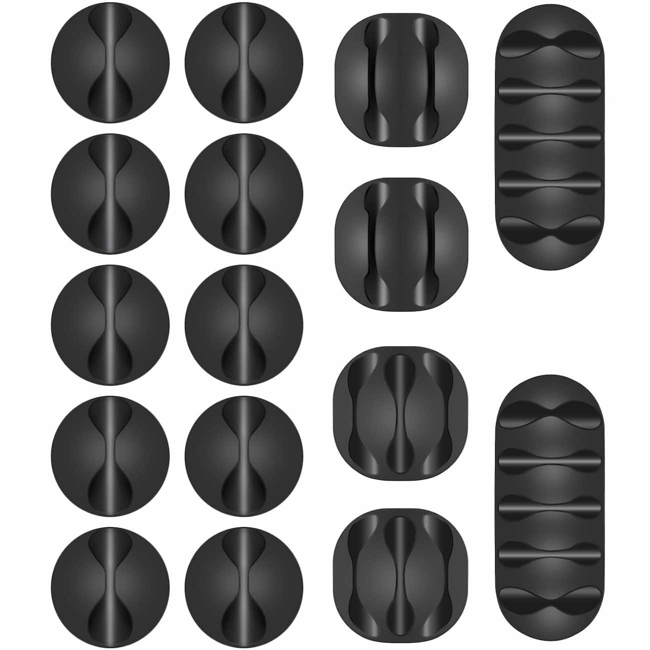 Adhesive Cable Organizer / Compatible with All Types of Wires / Pack of 16 / Black