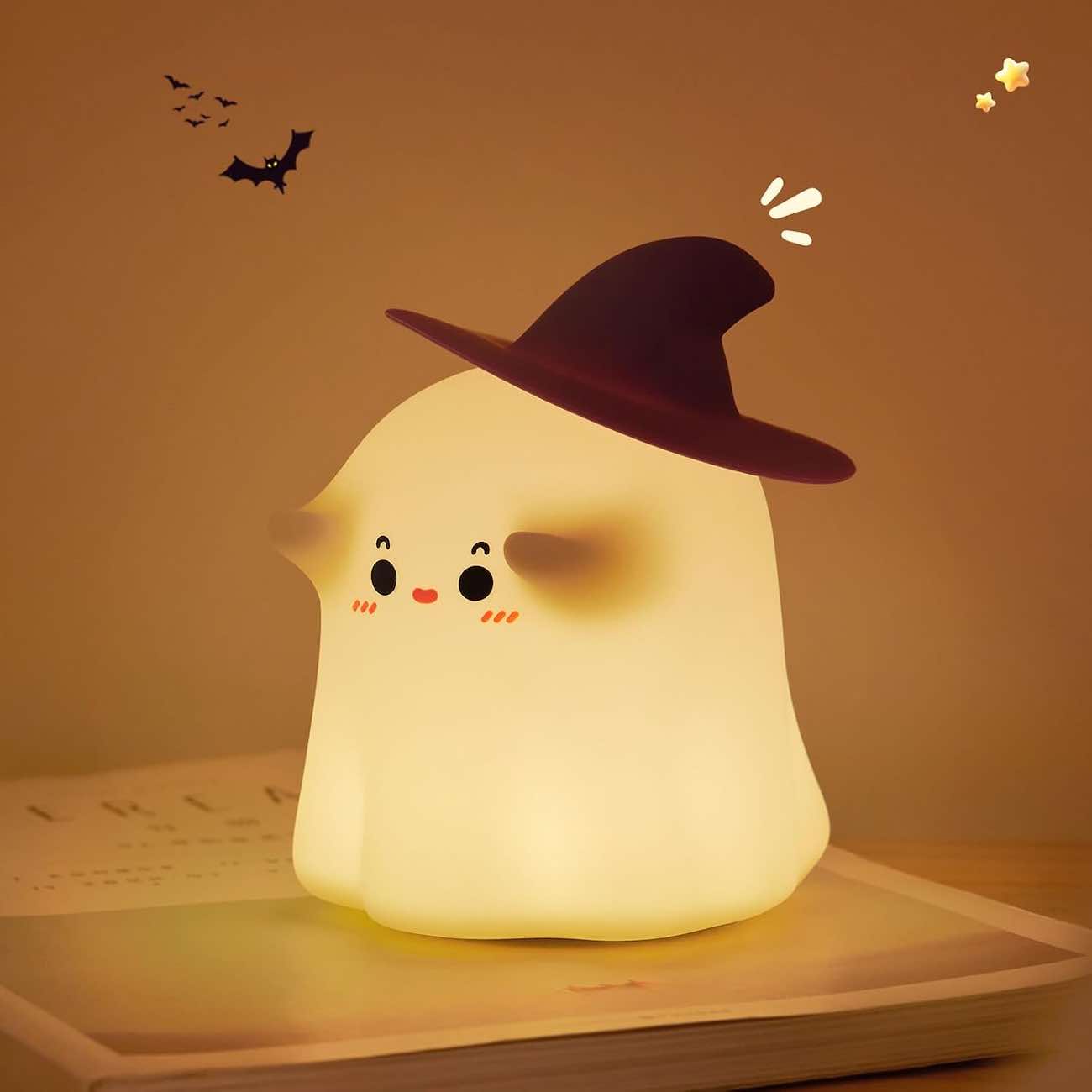 Cute Ghost Light / Soft Silicone / Squeezable / Battery-Powered