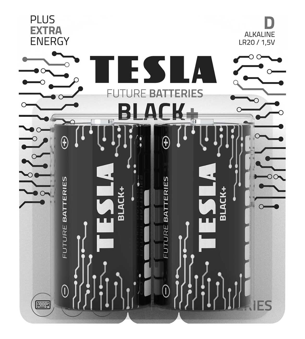 TESLA Black+ D Batteries / Pack of 2
