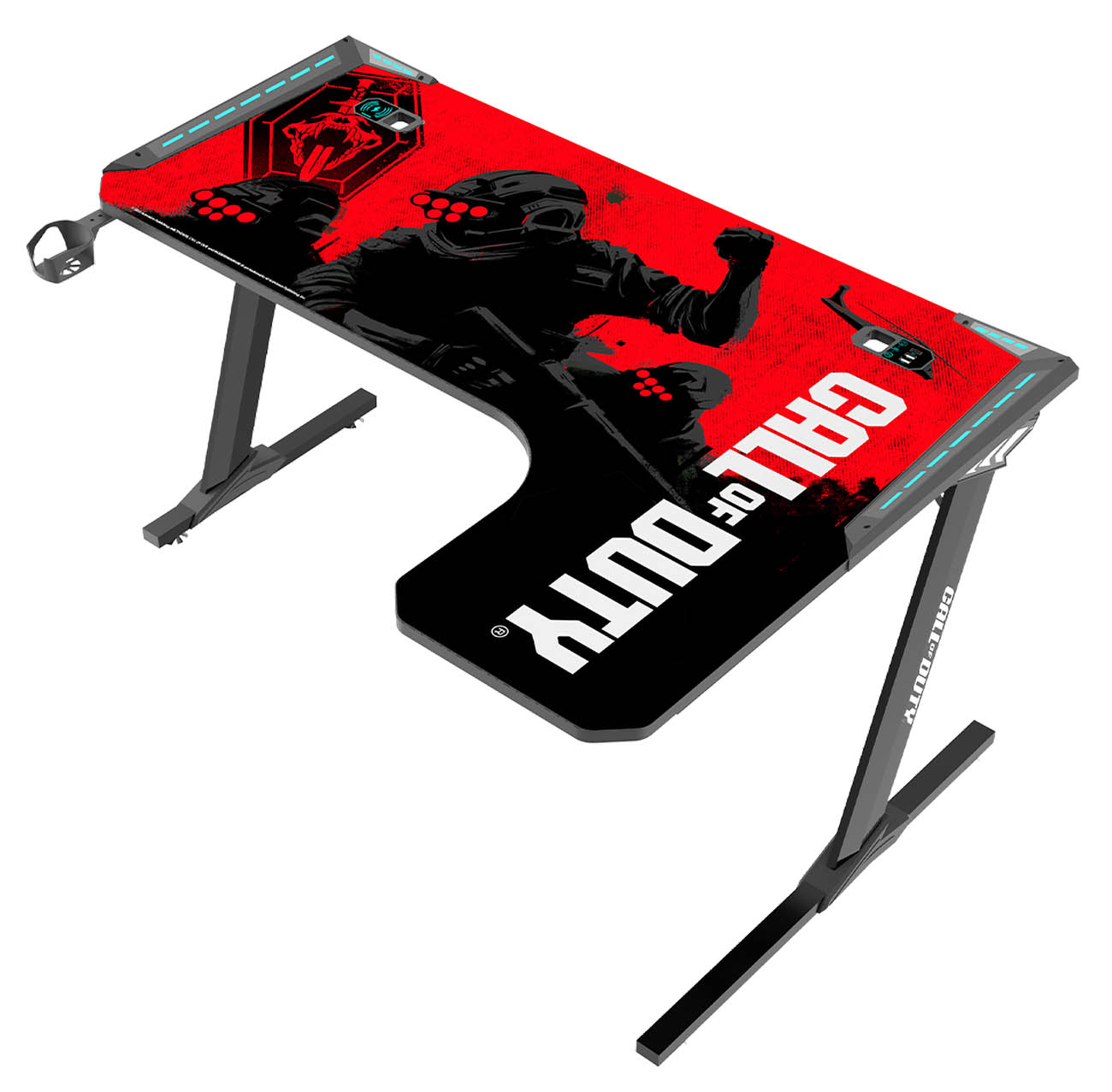 GAMEON COD Phantom Gaming Desk / L-Shaped / With Accessories & RGB Lighting