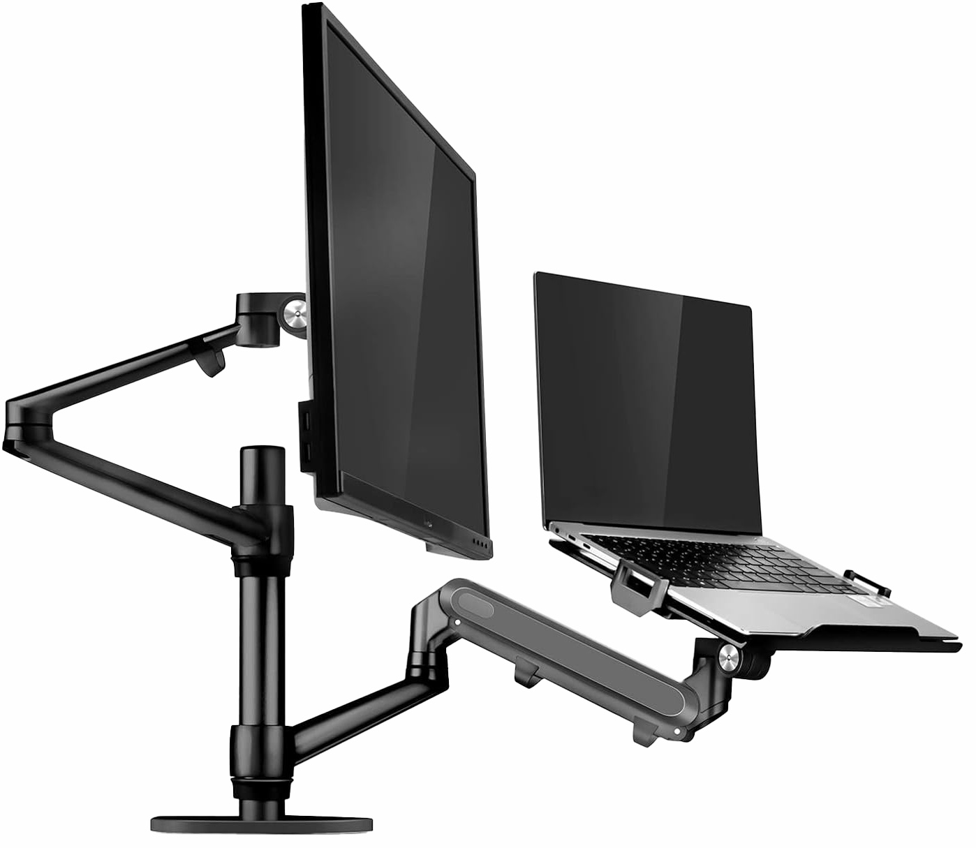 Flexible Screen Stand For Table Mounting / With Laptop Stand / Black