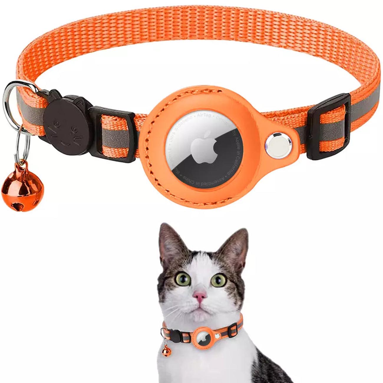 Cat Collar With Apple AirTag Slot / Orange