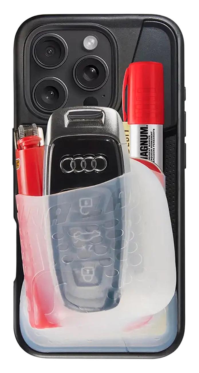 Ninja Labs Flex Pouch Case for iPhone 16 Pro Max / Flexible Front Pocket / Drop-resistant / Black