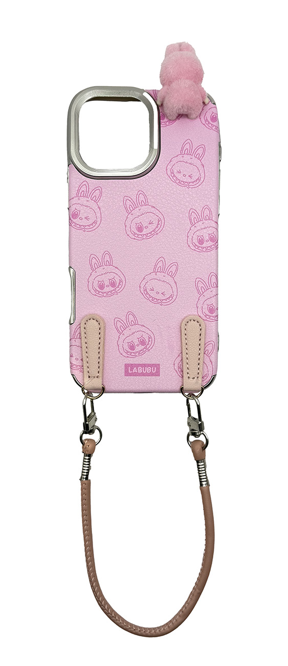 Labubu iPhone 16 Pro Case / With Wrist Strap / 3D Design / Drop & Scratch Resistant / Pink