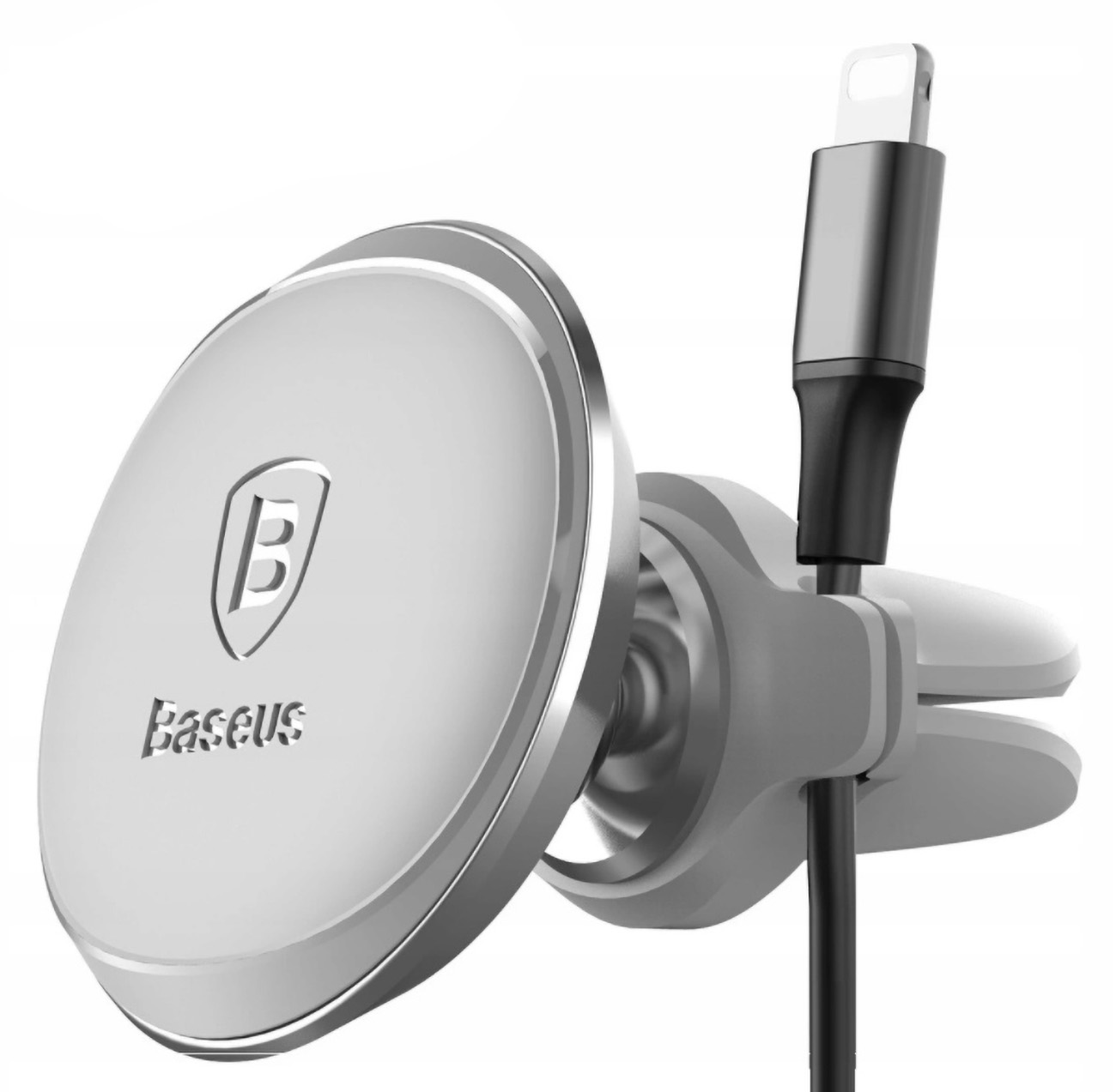 Baseus Magnetic Phone Stand / Mounts on Car Air Vent / With Cable Holder / Supports MagSafe