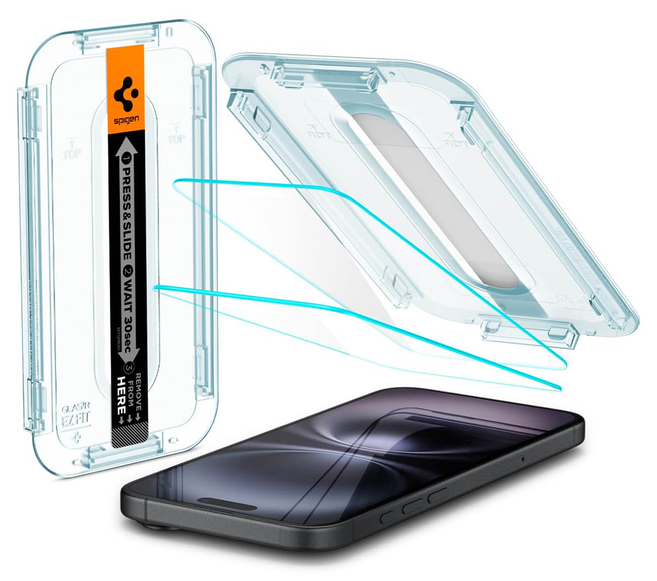 Spigen Glass EZ Fit Screen Protector for iPhone 16 Plus & 15 Plus / 9H Hardness / Clear Glass