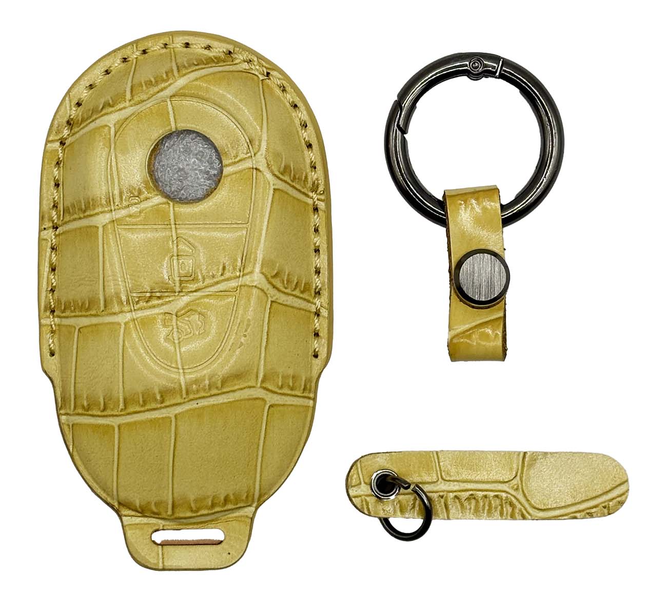 Clava Mercedes 2 Car Key Fob / Premium Leather / Yellow