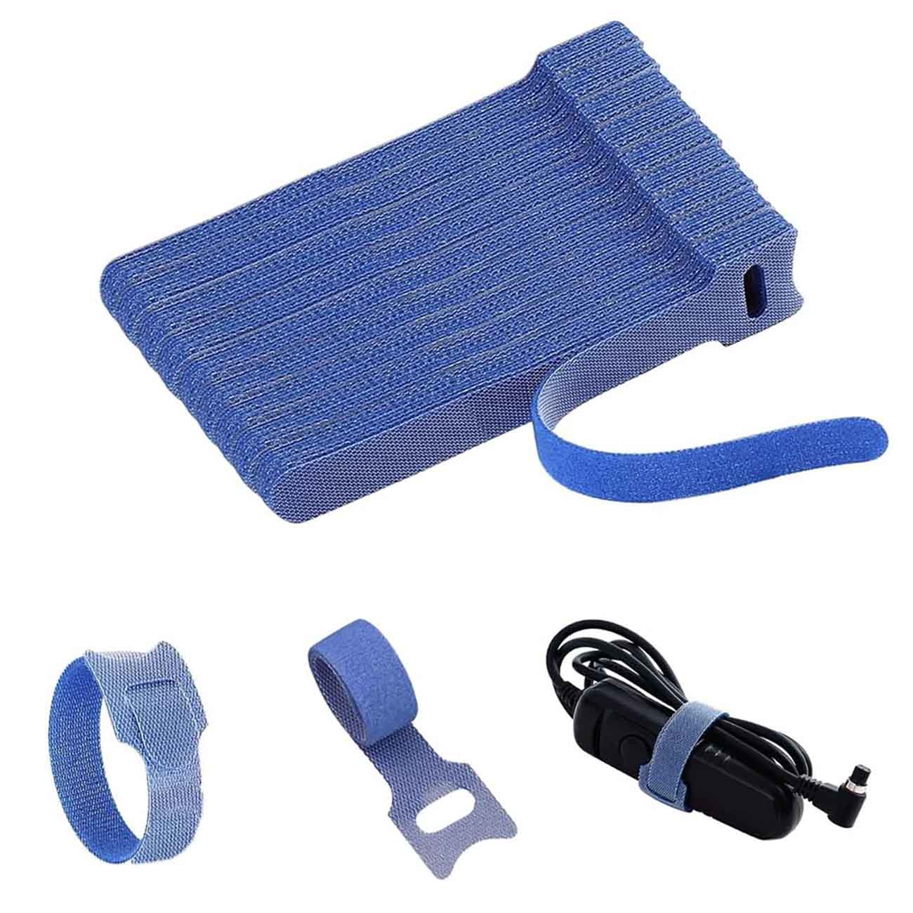 Cable Organizer Pack / Flexible & Reusable / 100 Pieces / Blue