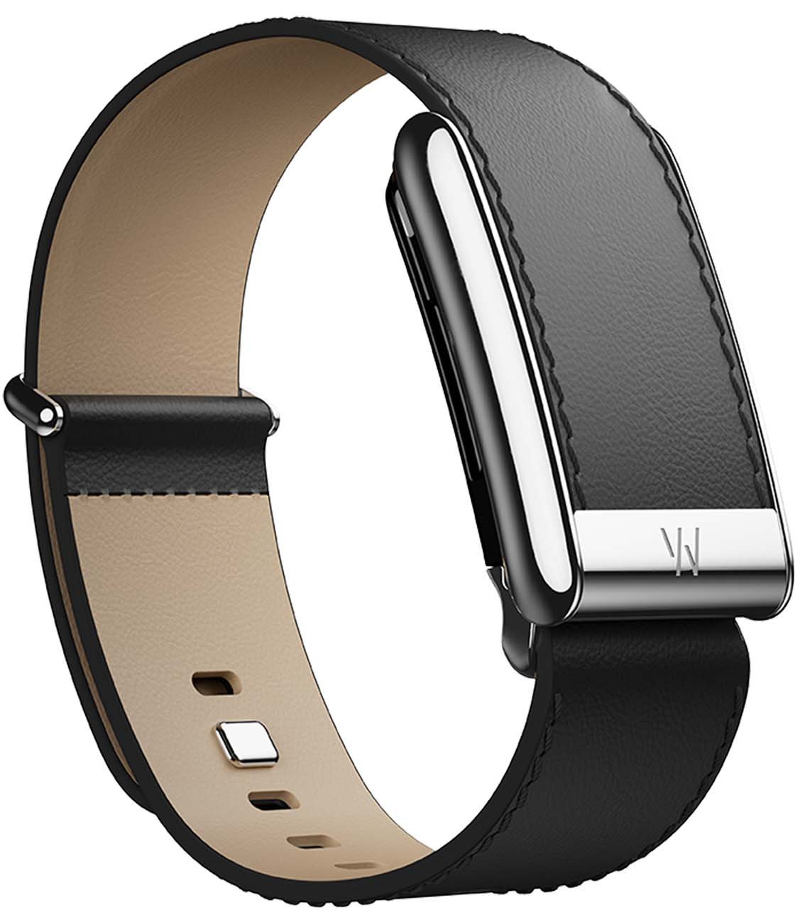 Whoop 5 LeatherLuxe Straight Band / Large Size / Black with Titanium Frame