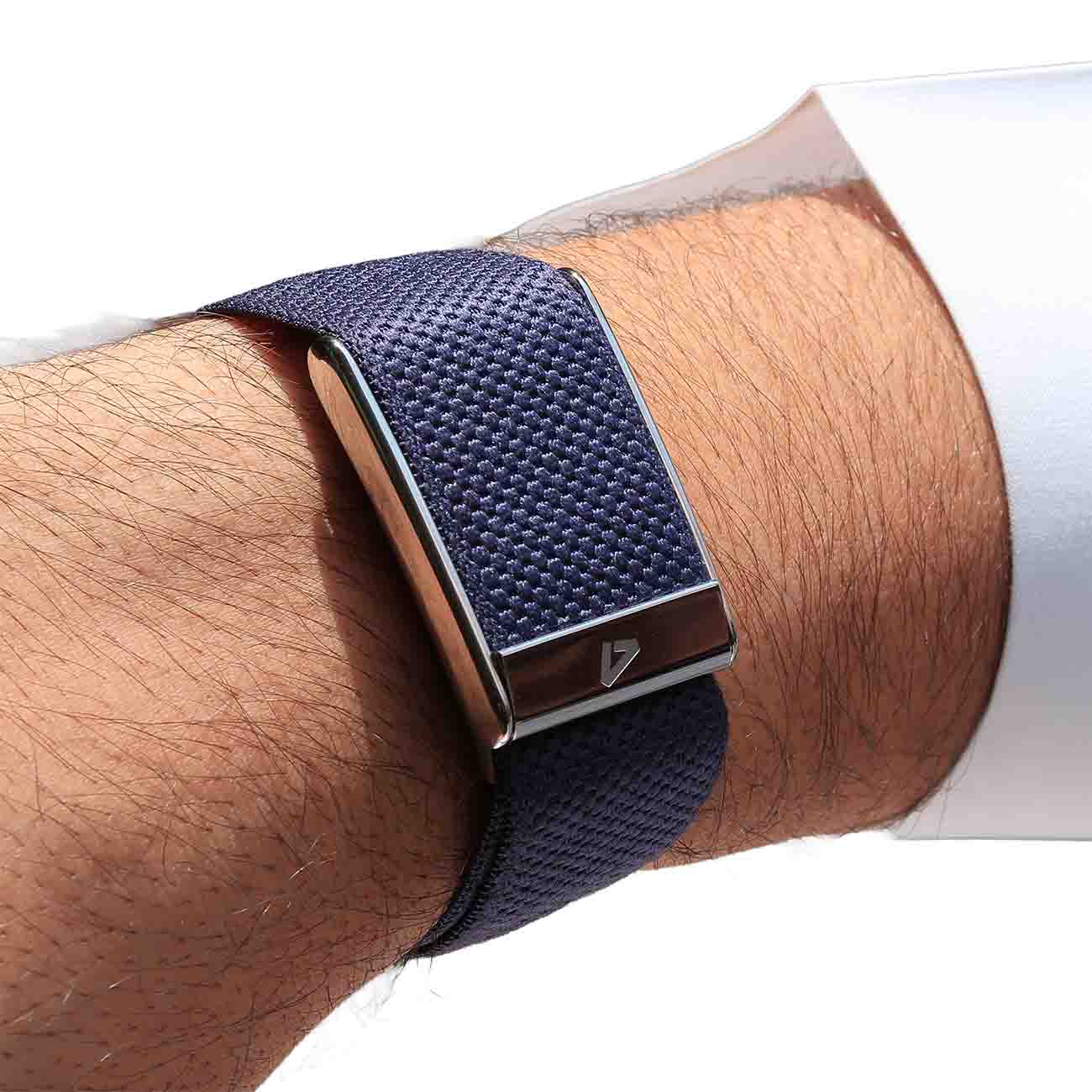 Dash Strap for Whoop 5 / Navy Blue with Shiny Silver Frame