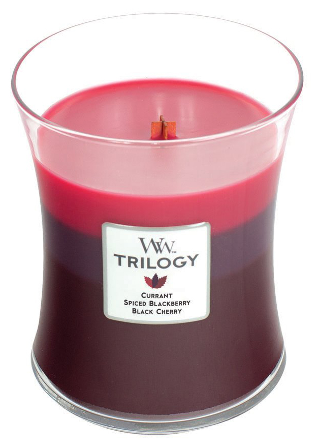 Woodwick Scented Candle / 3 Different Layers / Currant + Blackberry + Black Cherry / Medium Size