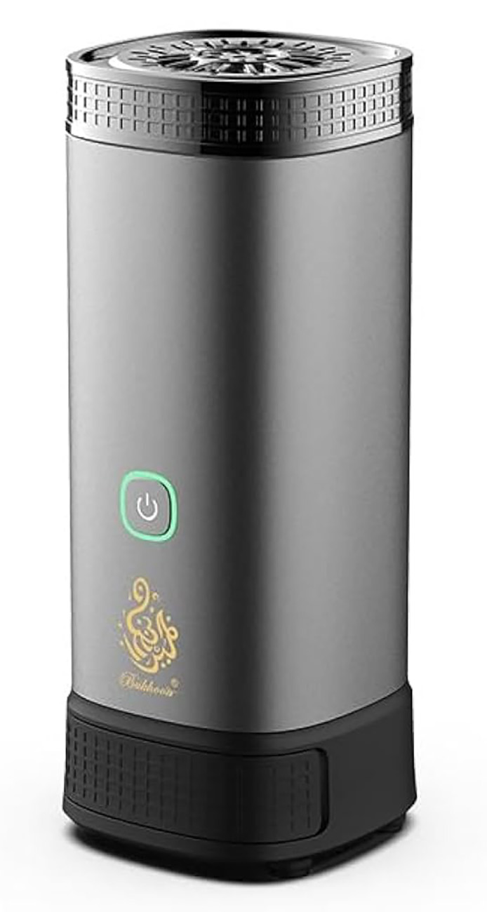 Portable Electronic Bukhoor Burner / Battery-operated / Compartment for Storing Incense / Grey