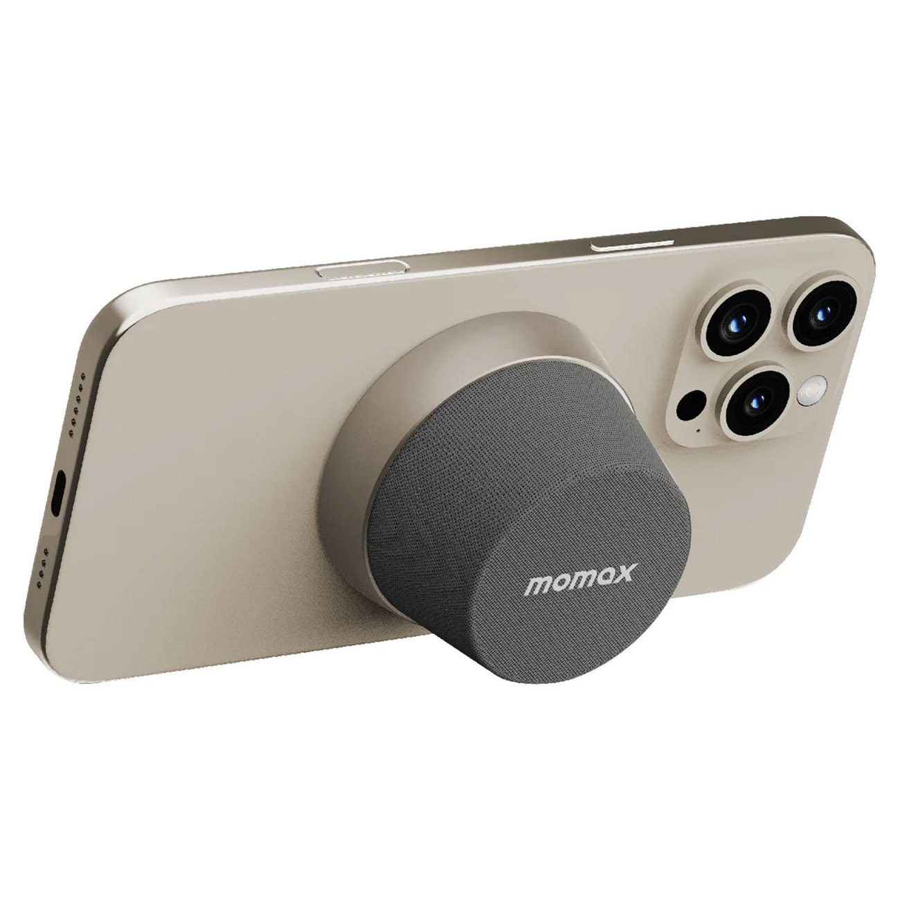 Momax Vibe Go Magnetic Wireless Speaker / Water-Resistant / Used as Phone Stand / Titanium