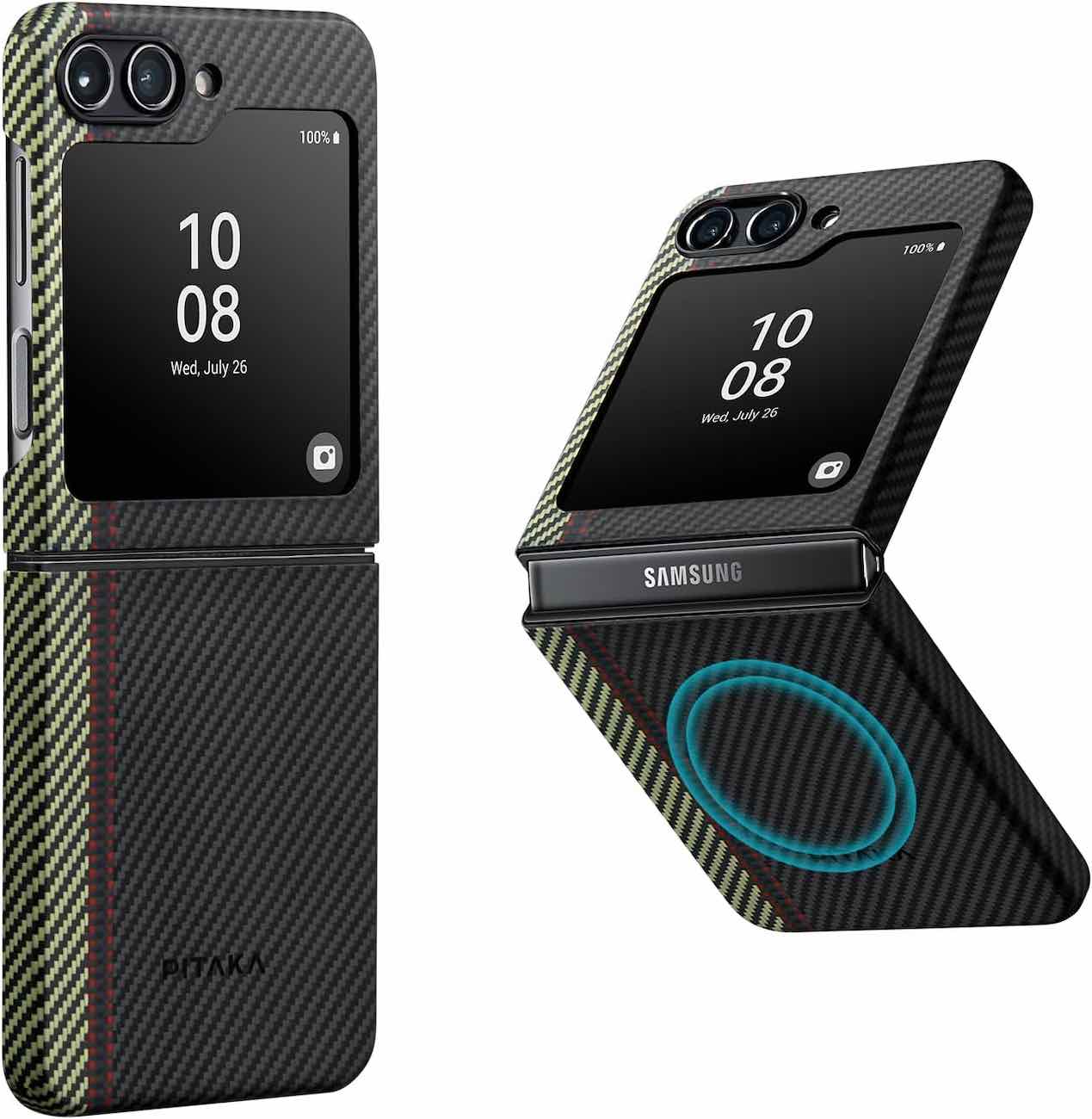 PITAKA Case for Samsung Galaxy Z Flip 5 / Carbon Fiber / Slim and Lightweight / Black Overture