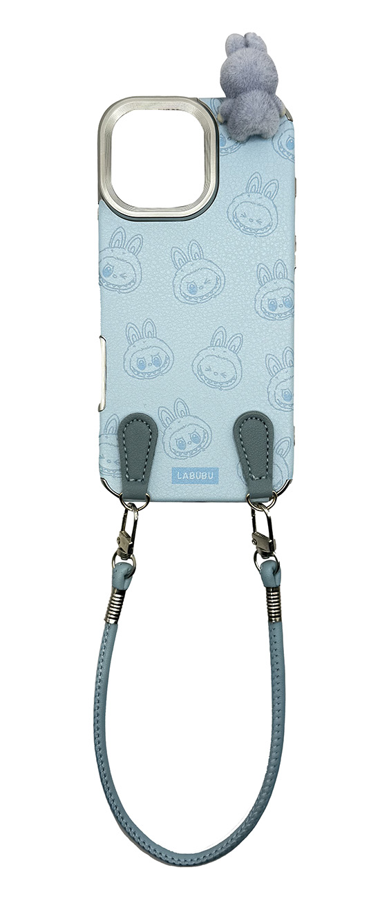 Labubu Case for iPhone 16 Pro Max / With Wrist Strap / 3D Design / Drop & Scratch Resistant / Blue
