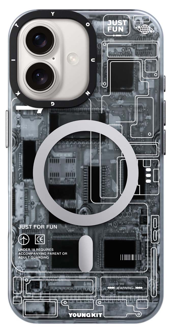 YoungKit Futuristic Case for iPhone 16 Plus / Support MagSafe / Drop Resistant / Grey