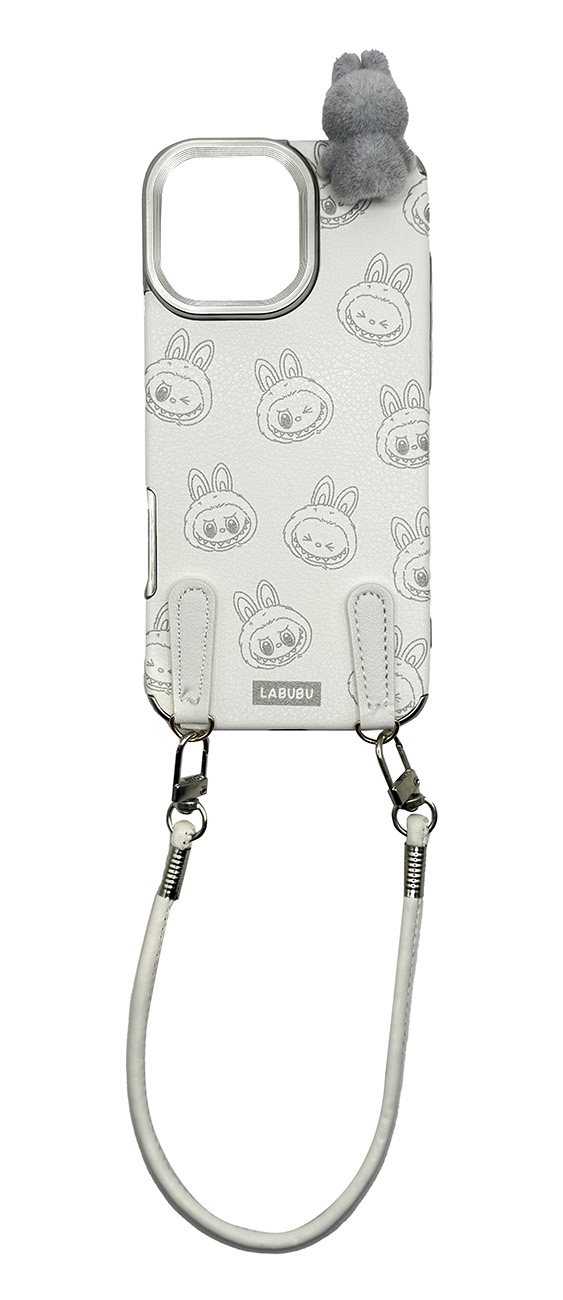 Labubu Case for iPhone 16 Pro Max / With Wrist Strap / 3D Design / Drop & Scratch Resistant / White