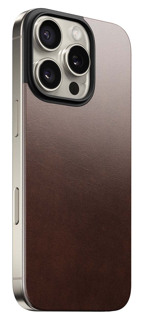 Nomad Leather Back for iPhone 16 Pro / Magnetic / Brown Leather