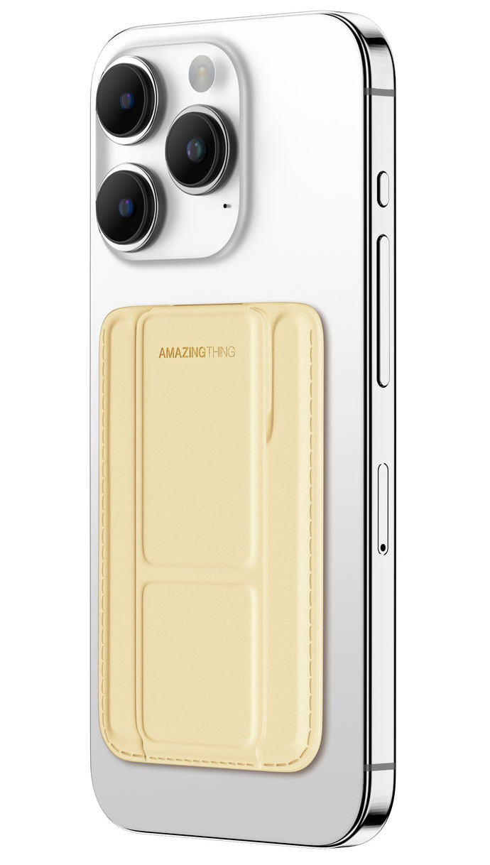 AmazingThing Smoothie Pro Grip + Card Holder + Stand for iPhone / Supports MagSafe / Beige