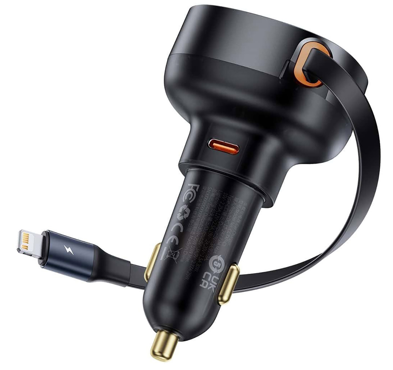 Baseus Car Charger / 55W Power / Charges 2 Devices / With Lightning Cable / Type-C Port