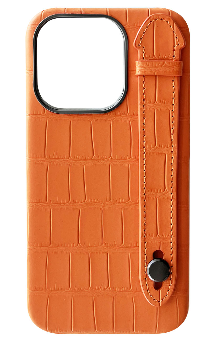 Double A iPhone 14 Pro Leather Case / Qatari Brand / Built in Handle / Orange