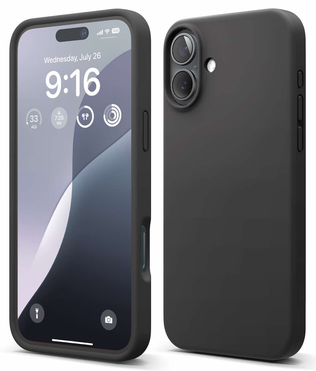 Elago Liquid Case for iPhone 16 Plus / Drop Resistant / Soft Silicone / Black