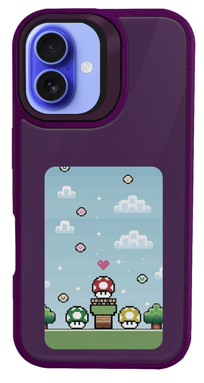 NFC Case for iPhone 16 Plus / With E-Ink Display / App Control / Built-in Stand / Purple