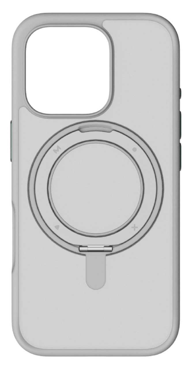 Momax Roller Case for iPhone 16 Pro Max / Built-in Stand & Grip / MagSafe / Drop Resistant / Grey