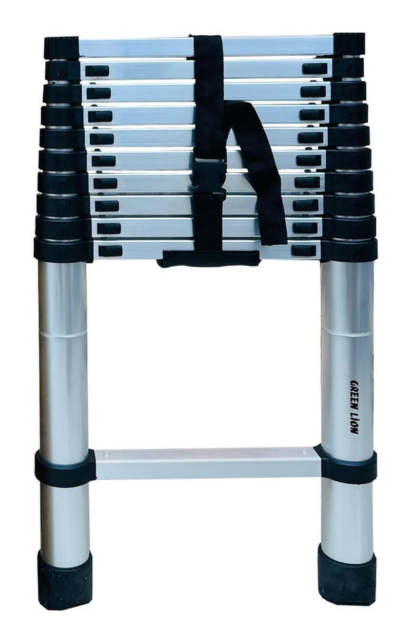 Green Foldable Ladder / With 11 Steps / Telescopic Design / Adjustable Height