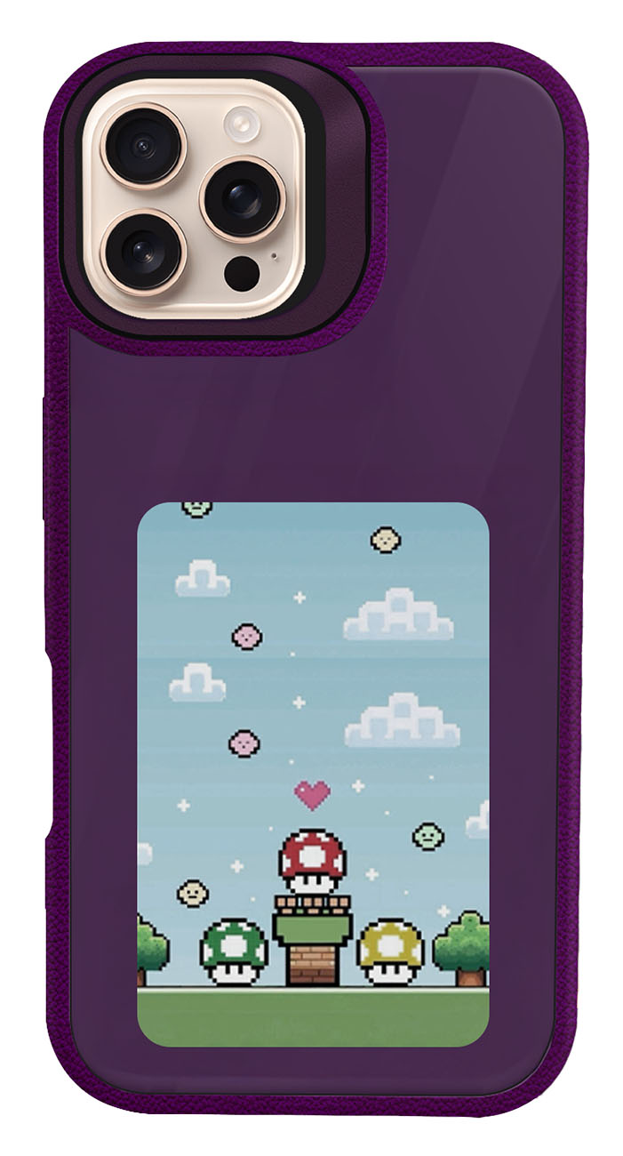 NFC Case for iPhone 16 Pro Max / With E-Ink Display / App Control / Built-in Stand / Purple