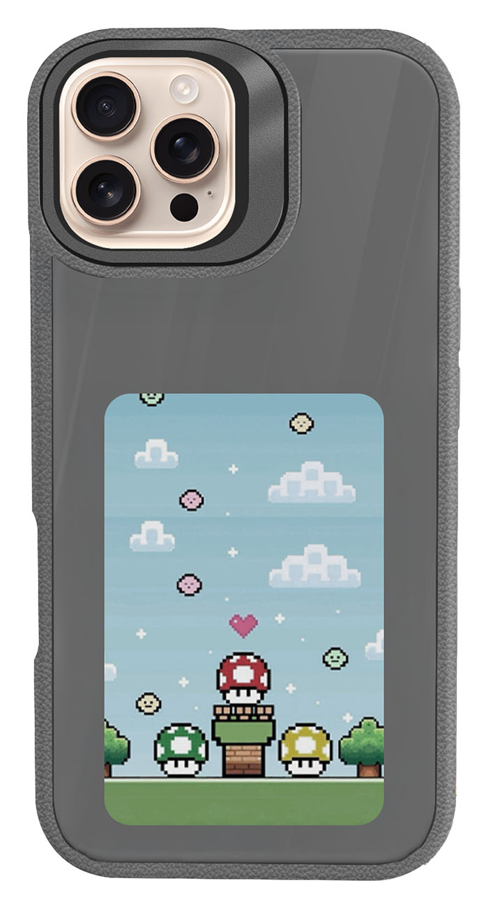 NFC Case for iPhone 16 Pro / With E-Ink Display / App Control / Built-in Stand / Grey