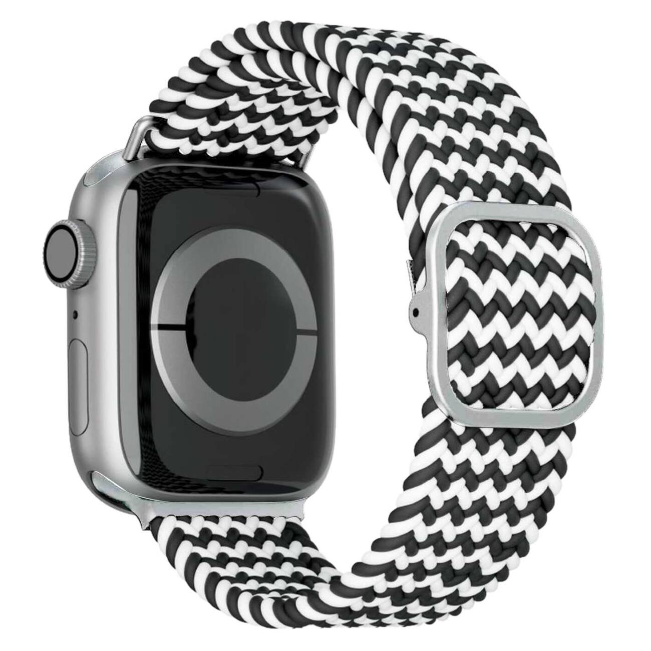 Levelo Crisben Braided Watch Strap / 44 - 45 - 49 Size / Black & White