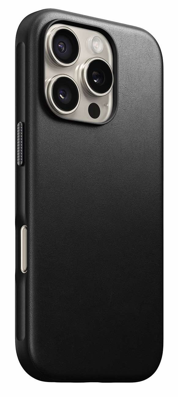 Nomad Modern Case for iPhone 16 Pro / Drop Resistant / Support MagSafe / Black Leather