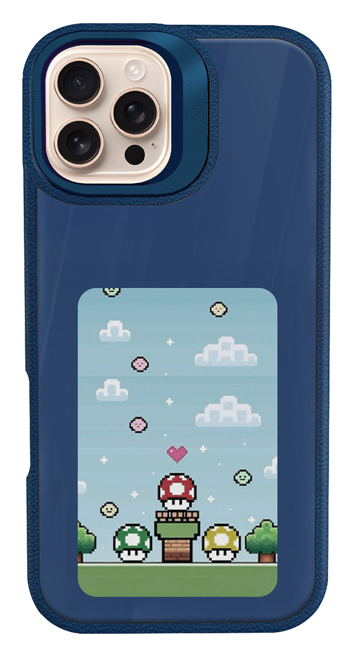 NFC Case for iPhone 16 Pro Max / With E-Ink Display / App Control / Built-in Stand / Blue