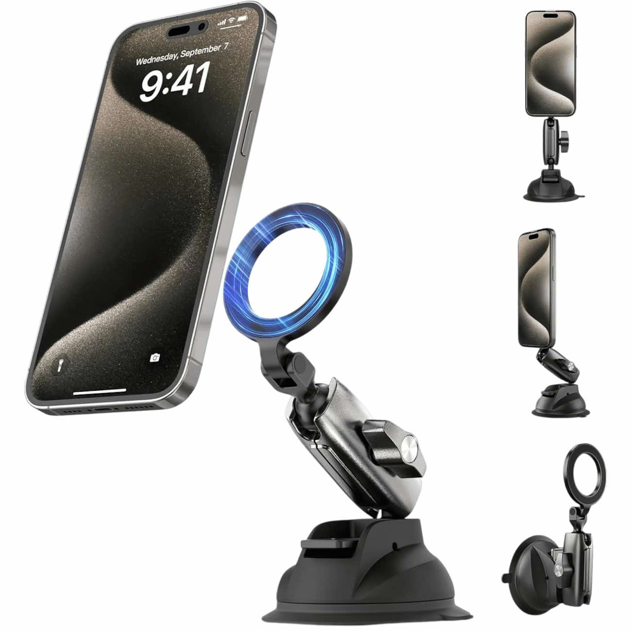 Telesin Magnetic Car Phone Stand / Mounts On Dashboard & Glass / 360 Degree Rotation
