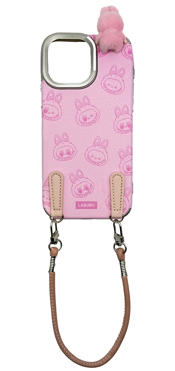 Labubu iPhone 15 Pro Case / With Wrist Strap / 3D Design / Drop & Scratch Resistant / Pink