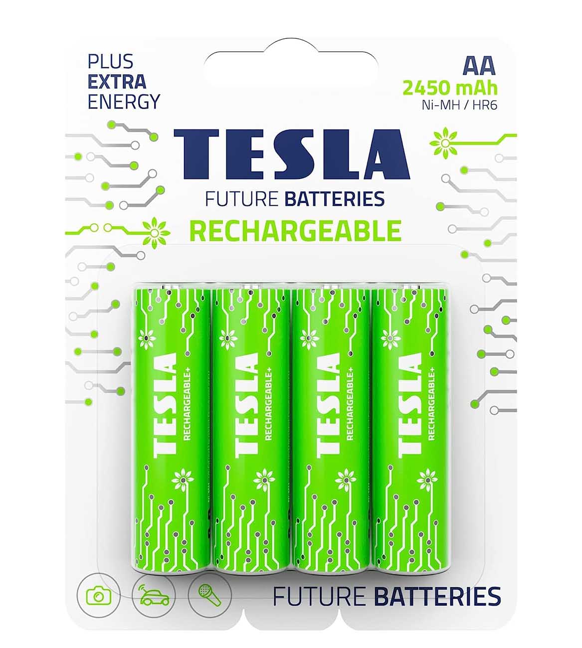 TESLA Green+ AA Batteries / Pack of 4 / Rechargeable