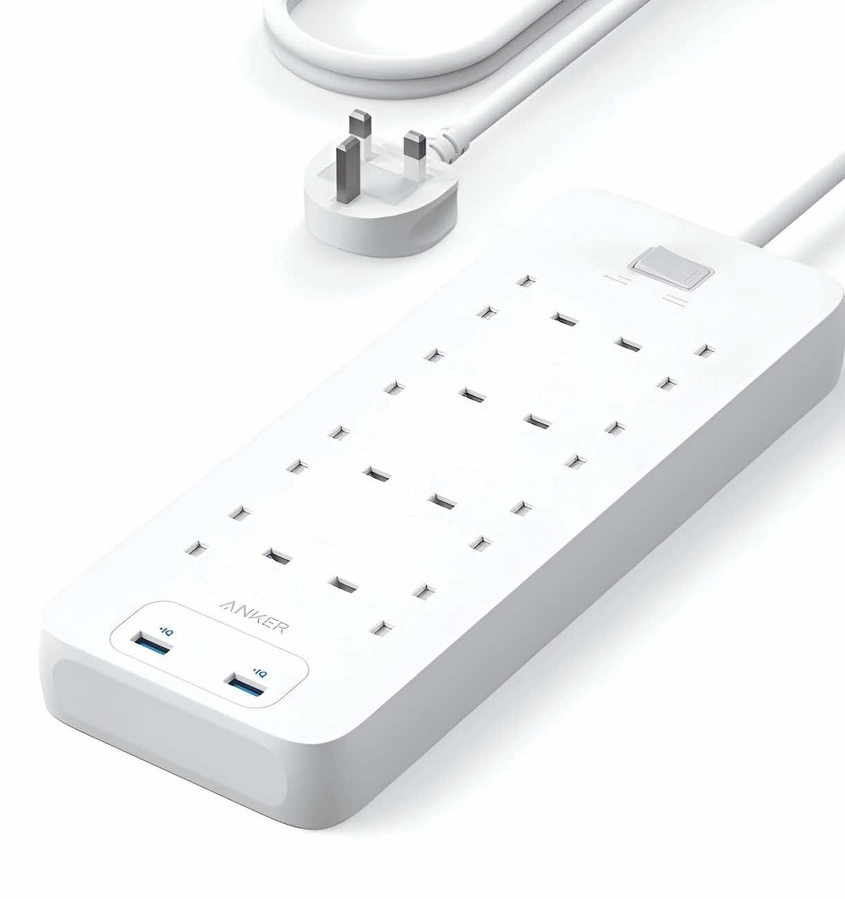 Anker 342 Extension Cord / 8 AC & 2 USB Ports / Powers 10 Devices