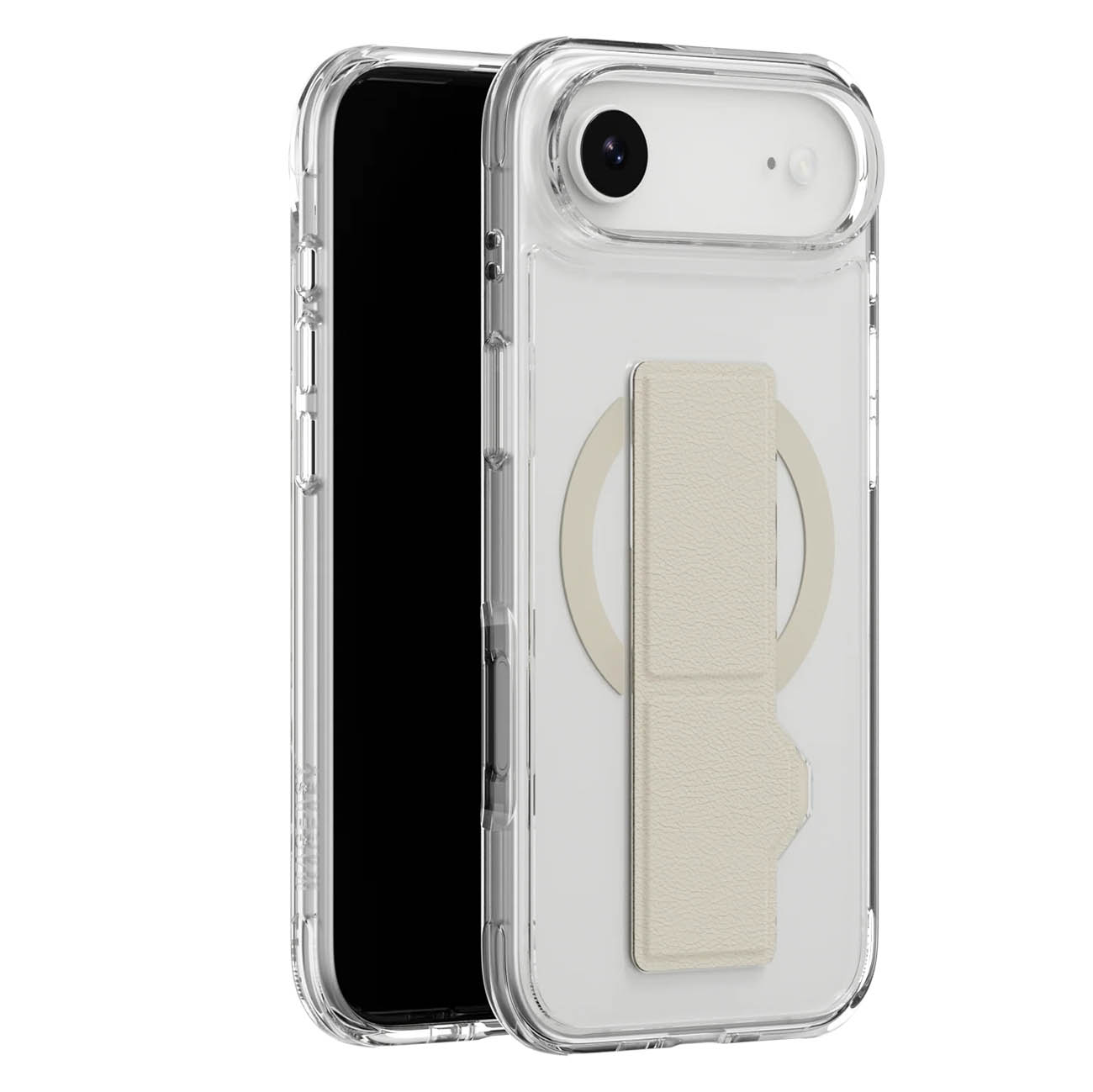 MagEasy GrabStand Case for iPhone 17 Air / Built-in Grip + Stand / Supports MagSafe / Clear