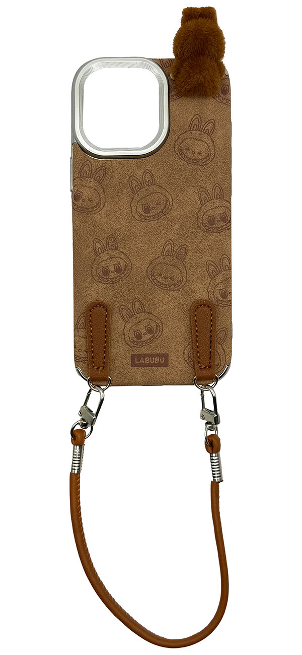 Labubu iPhone 15 Pro Max Case / With Wrist Strap / 3D Design / Drop & Scratch Resistant / Brown