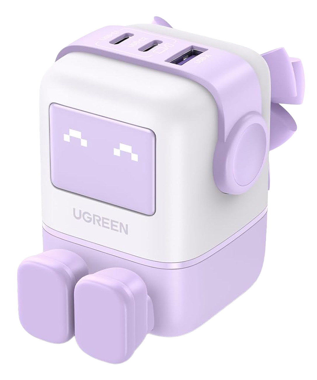 UGreen Cute Nexode Robot Charger / 65W Power / Provides 2 Type-C & 1 USB Ports / Purple