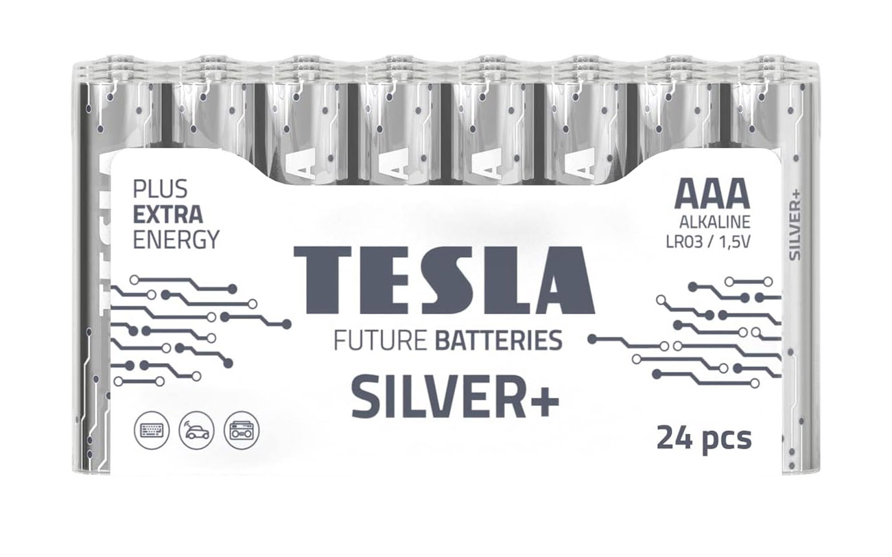 TESLA Silver+ AAA Batteries / Pack of 24